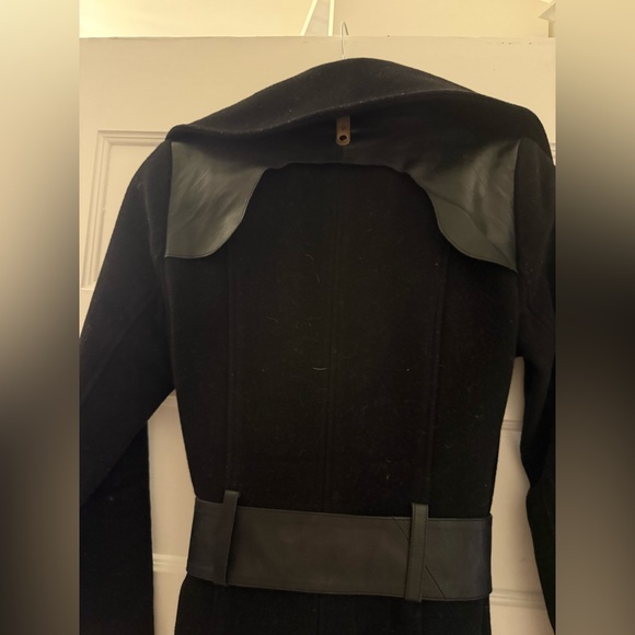 Mackage Black Women's Wool Coat with Leather Accents - Picture 6 of 6